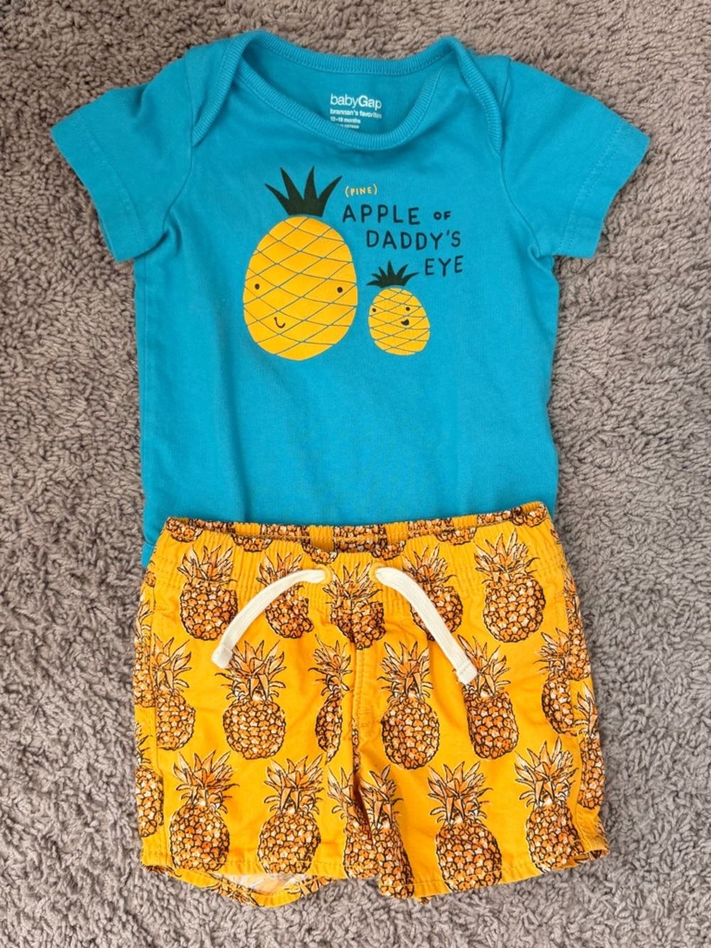 GAP Teal Pineapple Two-Piece Pajama Set - Teal & Yellow